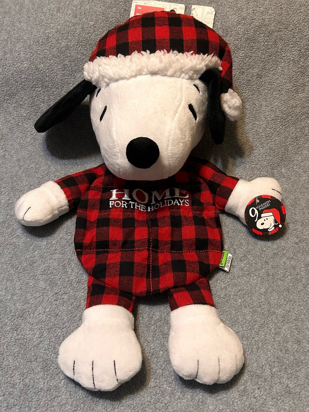 Peanuts Christmas Snoopy Plush dog toy squeaker jumbo 18”